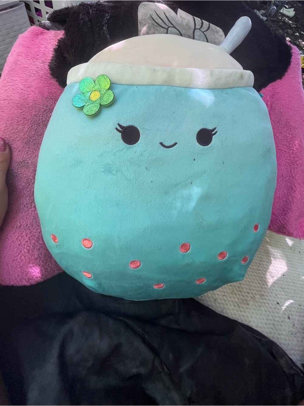 Squishmallows Aqua Teal Bubble Plush with Pink Dot Accents